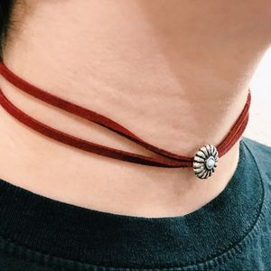Red velvet w/ flower pendant choker